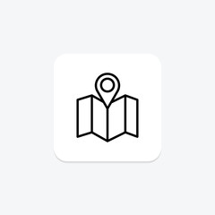 Maps icon, navigation, location, directions, travel line icon, editable vector icon, pixel perfect, illustrator ai file