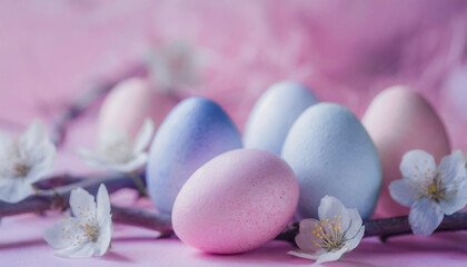 Fototapeta na wymiar Easter eggs in the flowers.