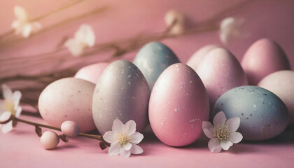 Obraz na płótnie Canvas Easter eggs in the flowers.