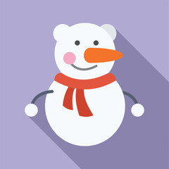 New Year snowman icon flat vector. Face happy character. Kids sticker