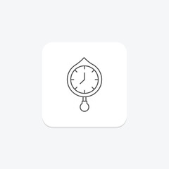 Clock icon, time, watch, hour, minute thinline icon, editable vector icon, pixel perfect, illustrator ai file