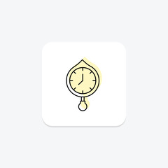 Clock icon, time, watch, hour, minute color shadow thinline icon, editable vector icon, pixel perfect, illustrator ai file