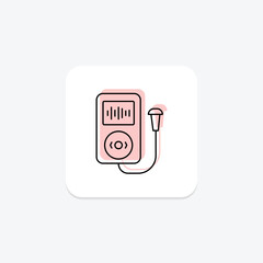 Voice Recorder icon, recorder, record, audio, sound color shadow thinline icon, editable vector icon, pixel perfect, illustrator ai file
