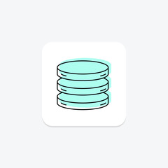 Database icon, data, storage, query, retrieve color shadow thinline icon, editable vector icon, pixel perfect, illustrator ai file