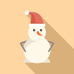 Funny snowman icon flat vector. Emotion festive season. Tall pack happy