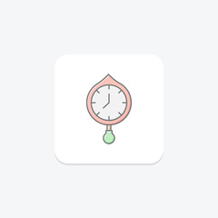 Clock icon, time, watch, hour, minute lineal color icon, editable vector icon, pixel perfect, illustrator ai file