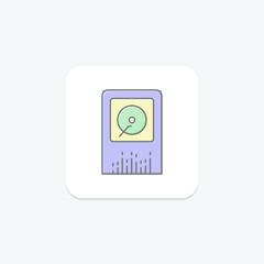 Music Player icon, player, play, audio, sound lineal color icon, editable vector icon, pixel perfect, illustrator ai file