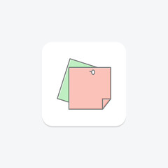 Notes icon, memo, reminder, jotting, annotation lineal color icon, editable vector icon, pixel perfect, illustrator ai file