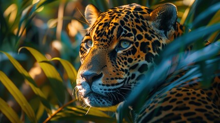  Close-Up Encounter: Beautiful Jaguar Amidst the Jungle, Rendered by Generative AI