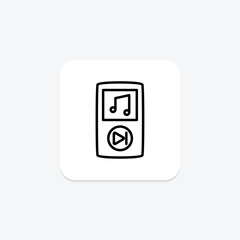 Mp3 Player icon, player, music, audio, listen line icon, editable vector icon, pixel perfect, illustrator ai file