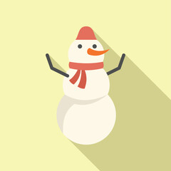 Design snowman icon flat vector. Cute emotion sticker. Happy celebration