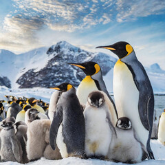 Fototapeta premium Emperor Penguin Family 