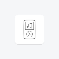 Mp3 Player icon, player, music, audio, listen thinline icon, editable vector icon, pixel perfect, illustrator ai file
