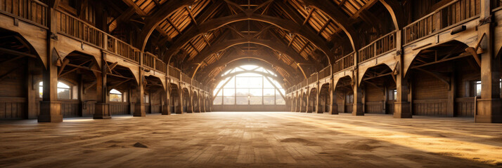 Obraz premium A large wooden barn that was empty.