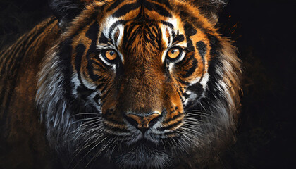 Close-up portrait of a bengal tiger.