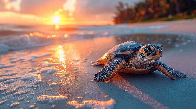 A turtle on the beach.