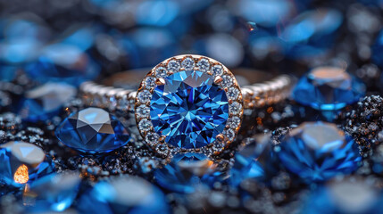 Blue diamonds on dark background.