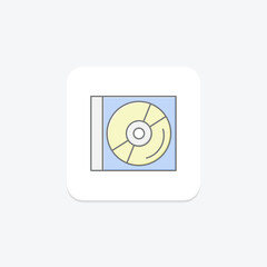 CD icon, disc, compact, audio, music lineal color icon, editable vector icon, pixel perfect, illustrator ai file