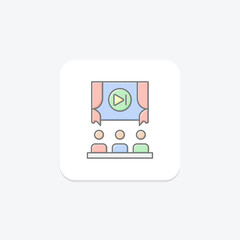 Cinema House icon, house, theater, movie, film lineal color icon, editable vector icon, pixel perfect, illustrator ai file