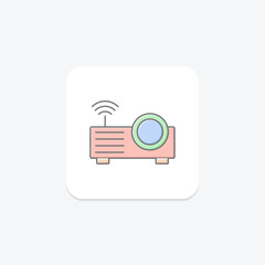 Projector icon, project, screen, movie, film lineal color icon, editable vector icon, pixel perfect, illustrator ai file