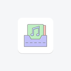 Music Folder icon, folder, file, mp3, album lineal color icon, editable vector icon, pixel perfect, illustrator ai file