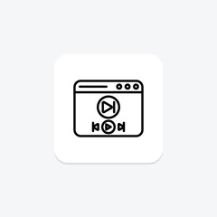 Media Player icon, player, play, video, audio line icon, editable vector icon, pixel perfect, illustrator ai file