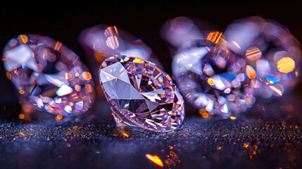Shiny diamonds on dark background.