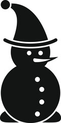 Xmas snowman icon simple vector. Face happy carrot. Cute costume merry