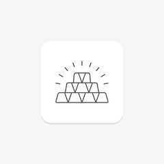 Golden Ingot icon, gold, money, wealth, fortune thinline icon, editable vector icon, pixel perfect, illustrator ai file