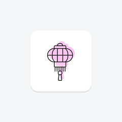 Chinese Lantern icon, light, festival, decoration, traditional color shadow thinline icon, editable vector icon, pixel perfect, illustrator ai file