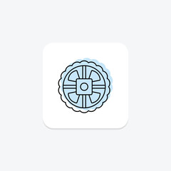 Mooncake icon, cake, dessert, sweet, festival color shadow thinline icon, editable vector icon, pixel perfect, illustrator ai file