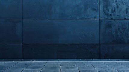 Dark blue wall with textural details and lighting.