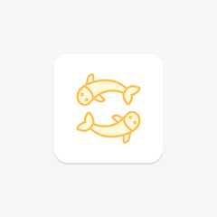 Koi Fish icon, fish, pond, water, japanese duotone line icon, editable vector icon, pixel perfect, illustrator ai file