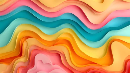 Fototapeten Vibrant paper cut waves © Vivid Canvas