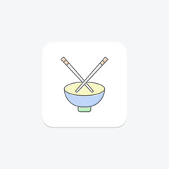 Chopsticks icon, eat, food, chinese, utensil lineal color icon, editable vector icon, pixel perfect, illustrator ai file