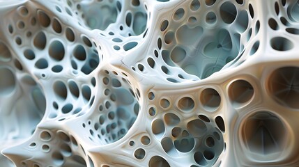 Organic porous structure in cool blue tones - obrazy, fototapety, plakaty