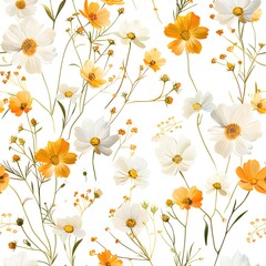 White floral design with yellow accents