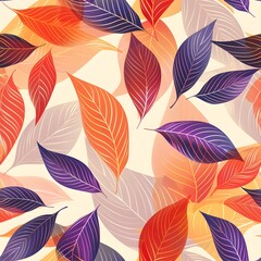 Pattern of stylized leaves in warm colors