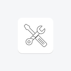 Wrench and Screwdriver icon, screwdriver, tools, repair, diy thinline icon, editable vector icon, pixel perfect, illustrator ai file
