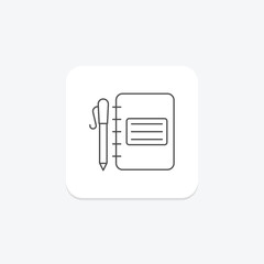 Obraz premium Dads Journal icon, journal, notebook, diary, write thinline icon, editable vector icon, pixel perfect, illustrator ai file