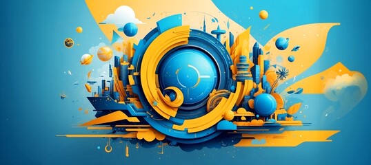 Obraz premium Modern colorful flow poster. Wave Liquid shape in blue color background. Art design for your design project.