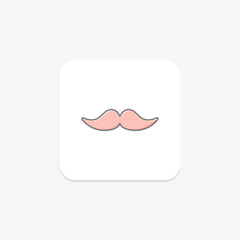 Mustache Icon icon, icon, retro, vintage, hipster lineal color icon, editable vector icon, pixel perfect, illustrator ai file