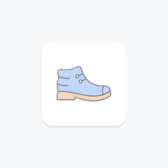 Hiking Boots icon, boots, boot, outdoor, trail lineal color icon, editable vector icon, pixel perfect, illustrator ai file