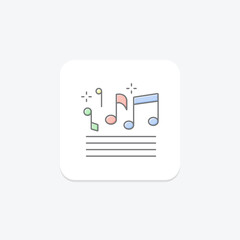 Musical Notes icon, notes, music, sound, melody lineal color icon, editable vector icon, pixel perfect, illustrator ai file