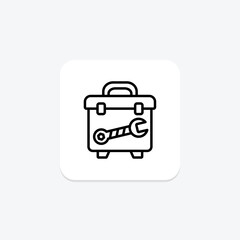 Toolbox icon, tools, repair, diy, equipment line icon, editable vector icon, pixel perfect, illustrator ai file