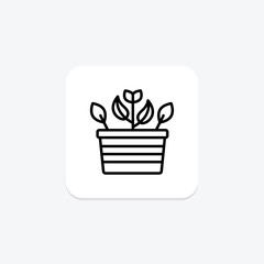 Flower Pot icon, pot, plant, garden, bloom line icon, editable vector icon, pixel perfect, illustrator ai file