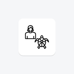 Mother and Turtle icon, turtle, baby, animal, care line icon, editable vector icon, pixel perfect, illustrator ai file