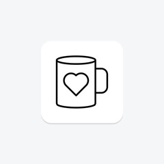 Coffee Mug with Heart icon, mug, heart, drink, love line icon, editable vector icon, pixel perfect, illustrator ai file