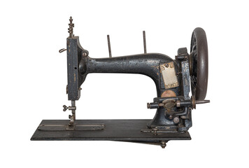 Retro sewing machine isolated on white background.