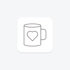 Coffee Mug with Heart icon, mug, heart, drink, love thinline icon, editable vector icon, pixel perfect, illustrator ai file